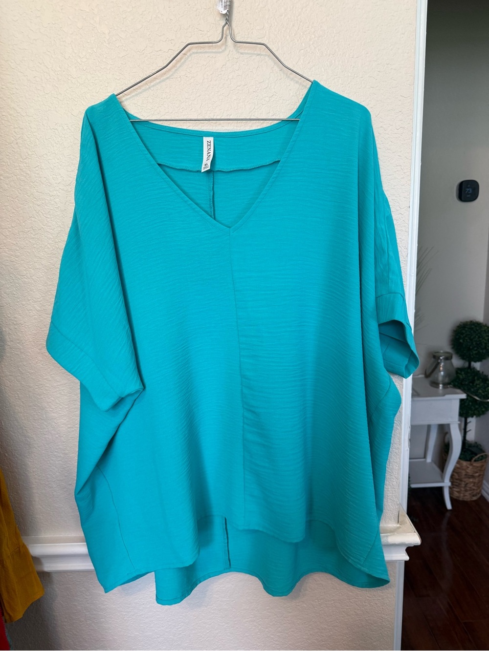 V-Neck Lightweight Women's Top in Turquoise ZENANA XL - Picture 7 of 8